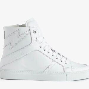 Zadig & Voltaire Shoes Womens 7 White Leather Flash Lightning High Top Sneakers